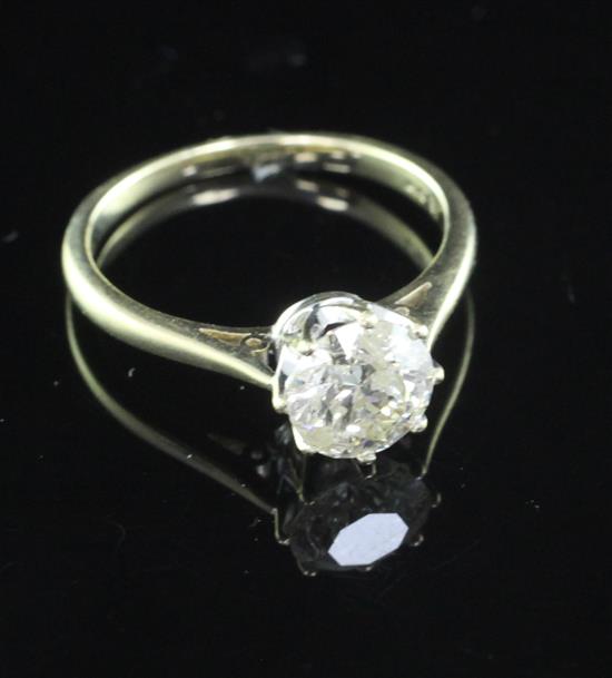 A 9ct gold and solitaire diamond ring, size M.